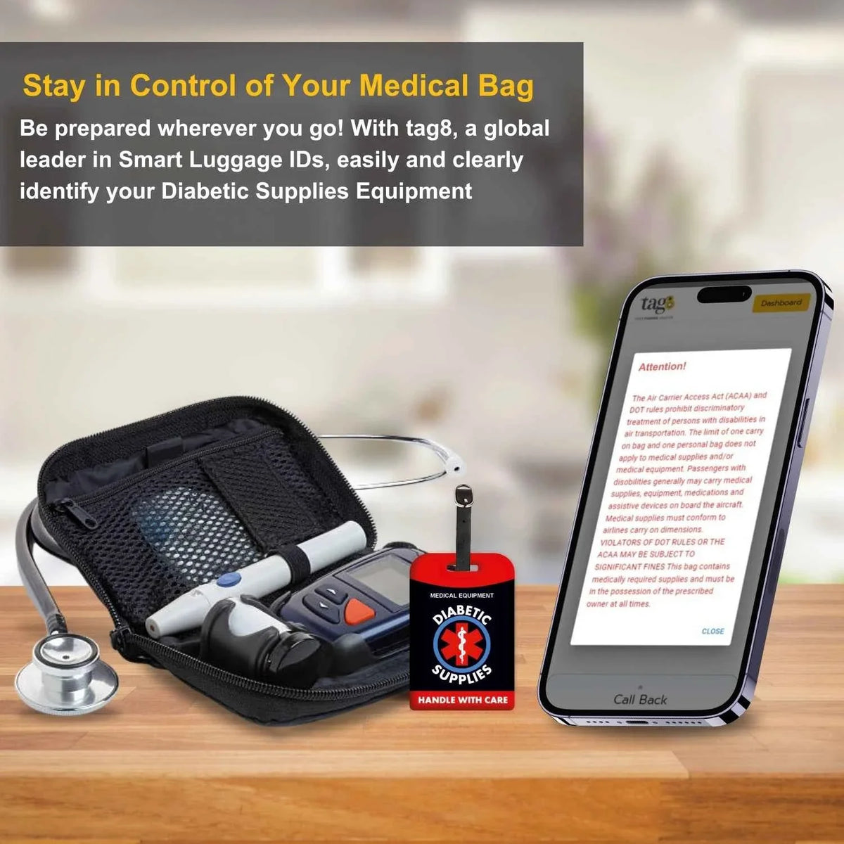Diabetic Equipment Tag Red Color [Pack 2]